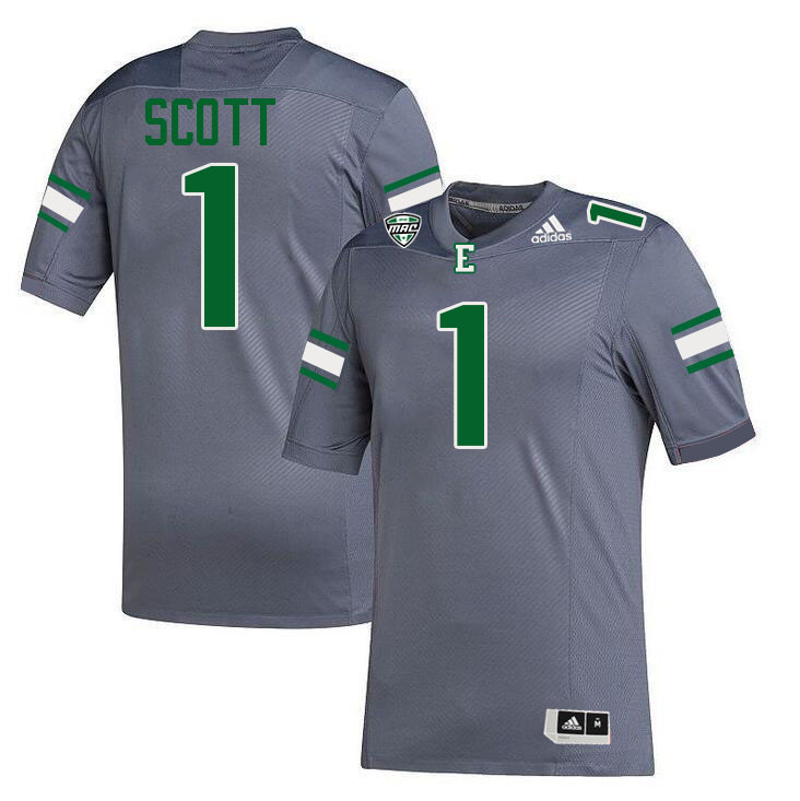 #1 Joshua Scott Eastern Michigan Jersey,Eastern Michigan University Eagles Football Jersey-Grey
